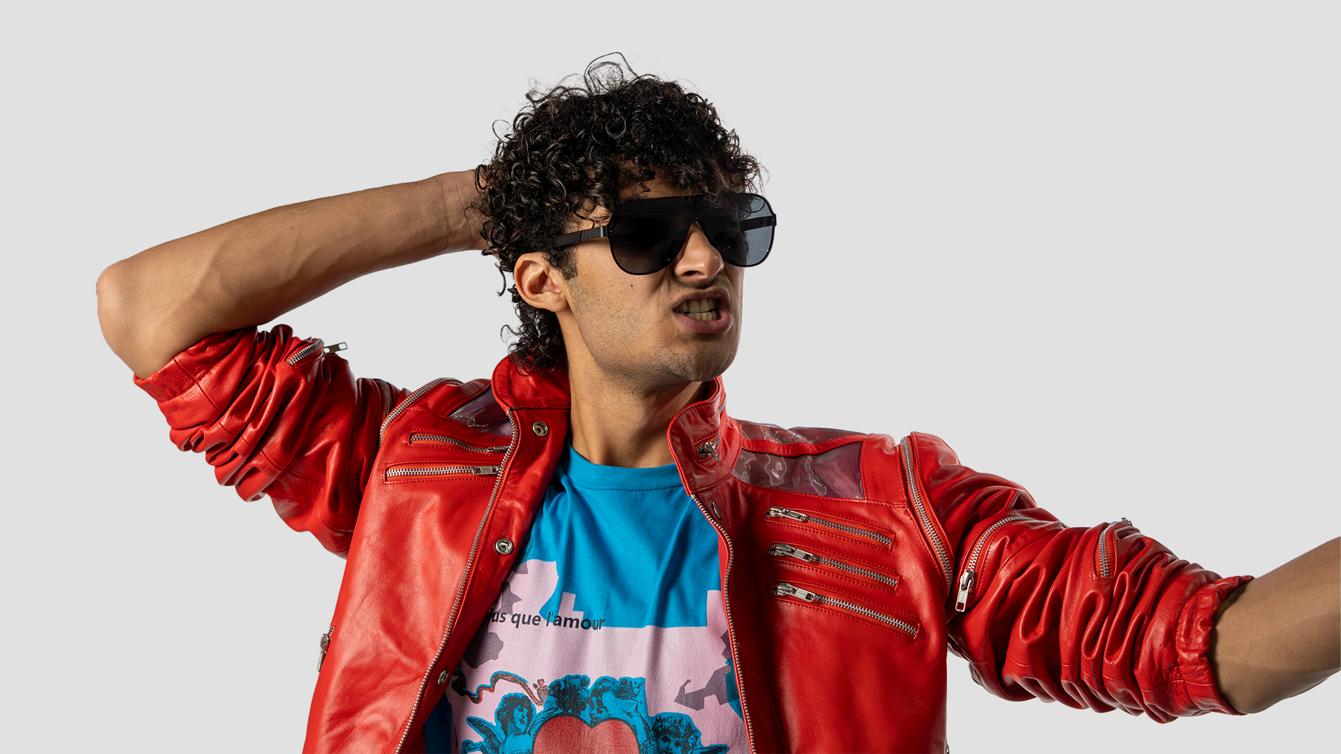 Michael Jackson Tribute Artist in red leather jacket